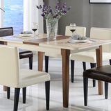 简约现代餐桌椅组合钢化玻璃伸缩餐桌小户型电磁炉长形餐桌