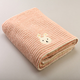 多样屋 TAYOHYA可爱兔条纹浴巾纯棉卡通动物加大厚柔软吸水毛巾