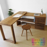 实木书桌书架台式电脑桌转角办公桌白橡木日式简约写字台