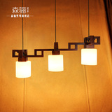 现代简约餐厅吊灯三头个性创意日式吊灯美式乡村吊灯饭厅灯实木灯