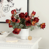 H浮海屋尚现代客厅卧室桌面装饰仿真玫瑰花套装摆件花艺插花道具