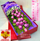 19朵紫玫瑰满天星礼盒花束鲜花速递柳州友情爱情送女朋友爱人生日