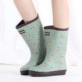 时尚日系中筒雨靴 水鞋 雨鞋 可爱印花橡胶鞋 女