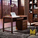中式胡桃色书台实木书桌书架电脑桌办公桌家具现代直角书台写字桌
