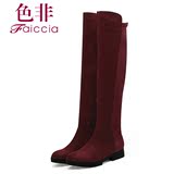 Faiccia/色非2015冬季新款专柜正品圆头粗跟拉链长靴6707