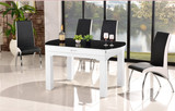 1.2米1.35米1.5米钢化玻璃餐桌 小户型可伸缩折叠圆桌 实木圆餐桌