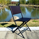 折叠藤椅户外休闲咖啡吧餐饮庭院网布便携式椅花园藤编午睡躺椅子