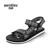 Westlink/西遇2016夏季新款 民族风平底沙滩凉鞋休闲魔术贴女凉鞋