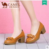 camel骆驼女鞋 正品春季新款休闲百搭女鞋简约粗跟单鞋A61153621