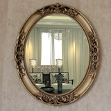 欧式复古壁挂浴室镜椭圆雕花装饰镜卫生间洗脸美容镜女士梳妆台镜