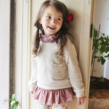 15秋季韩国童装 女童纯色舒适长袖T恤 儿童加绒镂空花朵口袋卫衣