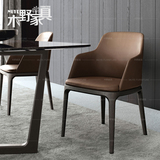 实木咖啡厅餐椅带扶手 北欧简约皮布艺酒店餐椅 现代设计师椅子