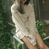 2016秋夏季韩国代购新款女装休闲宽松字母印花卫衣BF长袖T恤上衣