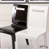 现代简约全实木水曲柳钢琴烤漆餐椅餐桌椅子组合黑白色特价包邮