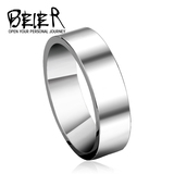 BEIER新款男士戒指钛钢经典简约光面潮人食指个性单身指环饰品潮