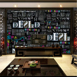 欧式大型壁画咖啡厅ktv墙纸酒吧壁纸个性抽象服装店墙纸字母墙布