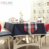 原创！桌布台布餐桌布盖布茶几布桌垫布艺色织英伦纯色藏青#27