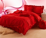 包邮珊瑚绒四件套加厚天鹅绒法兰绒床裙床上用品冬卡通大红法莱绒