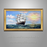 带外框纯手绘办公室无框装饰画风水油画现代一帆风顺欧式画