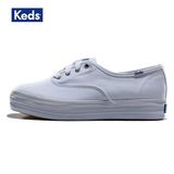 Keds 女鞋TRIPLE 系带厚底帆布鞋休闲鞋 纯白松糕鞋 板鞋WF449946