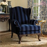 2015特价欧式老虎椅美式高靠背条纹老虎椅新古典伯爵椅复古沙发椅