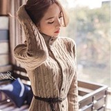 16x#204 韩国女装新品冬季外套麻花长款开衫针织加厚毛衣女连衣裙