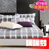 纯棉床笠床罩1.8米床全棉床单席梦思床垫套床套床垫套 灰白格调