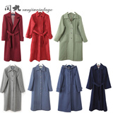 vintage古着孤品复古日本大衣纯色羊毛手工制双面绒外套直筒长款6