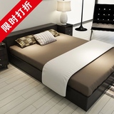宜家实木床现代简约橡木床高箱体白色储物双人床1.51.8米榻榻米床