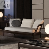 新中式实木布艺简约沙发椅现代办公室小户型客厅单人三人洽谈沙发