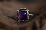 希腊设计师Marian 纯银哑光复古古董皇室女王优雅戒指 天然紫水晶