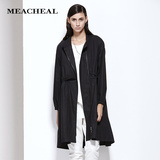 MEACHEAL米茜尔 个性修身百搭黑色纯棉风衣外套 专柜正品新款女装