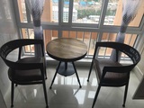 天鸥美式铁艺咖啡厅桌椅实木奶茶店阳台休闲茶桌椅组合三件套特价