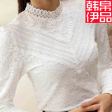 加绒加厚蕾丝衫女2015冬装新款韩版大码女装中长款打底衫女长袖