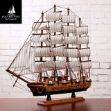 木质帆船模型摆件 地中海仿真实木船装饰 一帆风顺工艺船
