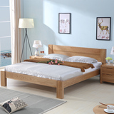 龙森 实木1.8米1.5北欧原木白橡木床双人床 卧室家具环保双人床
