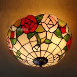 玫瑰灯饰蒂凡尼创意阳台过道灯温馨浪漫卧室灯LED艺术吸顶灯具