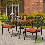 紫灿 户外家具阳台花园庭院铸铝铁艺铸铁桌椅子茶几三件套锈石桌