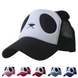 择信可爱熊猫猫耳朵棒球帽太阳帽韩版货车帽户外卡通情侣帽亲子帽