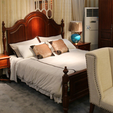 美式实木乡村1.8米床 欧式古典卧室双人床 简约现代手工雕刻婚床