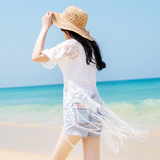 夏天小款防晒衣女2016度假沙滩披肩百搭蕾丝空调开衫薄流苏外套潮
