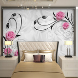 大型无缝壁画 客厅卧室电视背景墙墙纸壁纸 简约粉红色玫瑰花卉