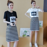 2016夏季新款韩版女装中长款时尚套装裙子短袖两件套连衣裙学生潮