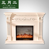 欧式简约雕花实木壁炉装饰柜 美式乡村电视柜仿真火取暖壁炉架2米
