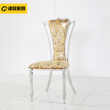 不锈钢餐椅简约现代欧式时尚 高档绒布高背椅新古典金属宜家餐椅