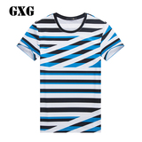 GXG男装 专柜同款新品 男士时尚蓝白色时尚条纹T恤#52244364