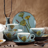 餐具套装陶瓷手绘盘子 米饭碗陶瓷杯子创意欧式咖啡杯碗碟套装