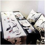 创意中国风现代中式水墨桌旗靠垫餐垫家居布艺馈赠礼品套装礼盒