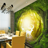 3d立体森林墙纸卧室电视背景墙沙发壁纸树林绿色自然风景大型壁画