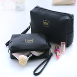 韩国小号黑色化妆包大容量可爱化妆品收纳包防水便携手包式化妆袋